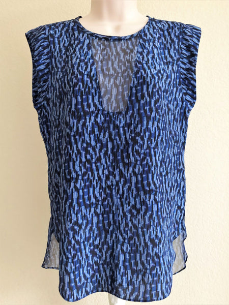 Rebecca Taylor Size 2 Charlie Blue Silk Top