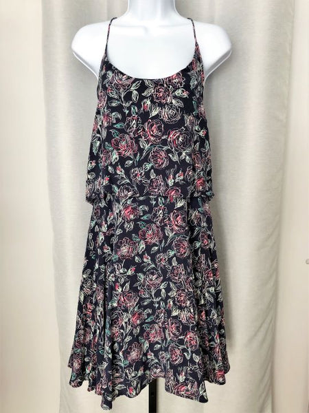 Joie Size LARGE Nanon Navy Floral Silk Dress