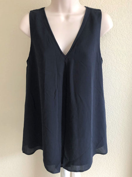 Theory SMALL Navy Lesay Silk Top