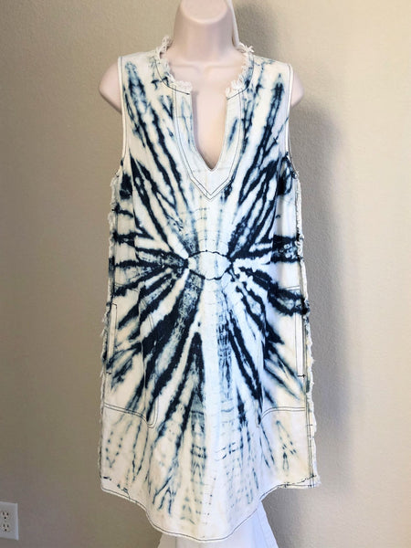 Raquel Allegra Size Large Blue Tie Dye Dress