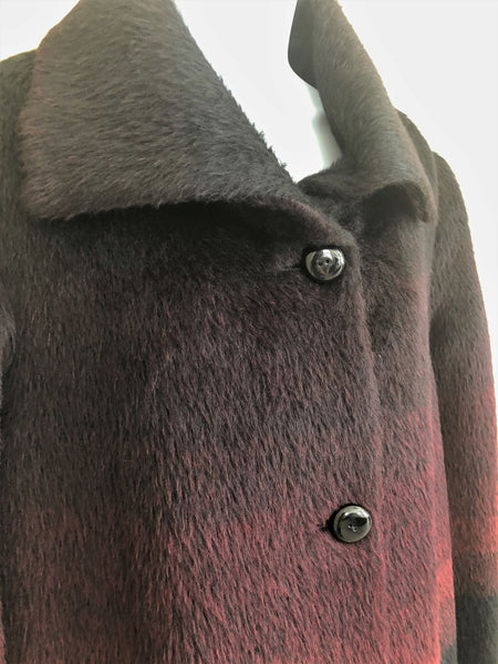 Katherine Kelly Size 12 Luxury Black and Red Ombre Alpaca Coat