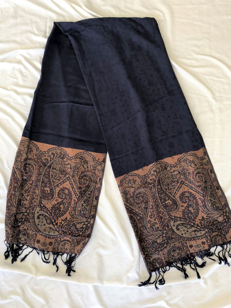 Pashmina Scarf in Indigo and Copper - CLEARANCE