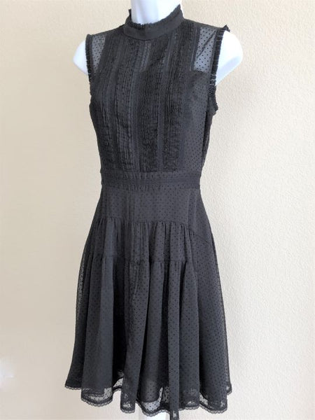 AllSaints Size 0 Myra Black Flare Dress