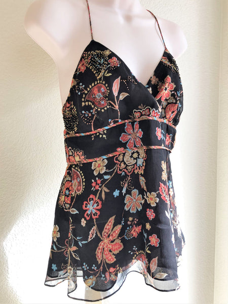 WORTH Size 4 Brown Floral Silk Tank