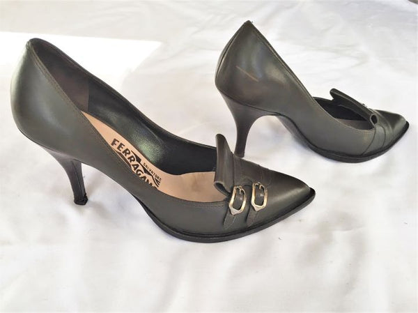 Salvatore Ferragamo Authentic Size 6 Olive Pumps - CLEARANCE