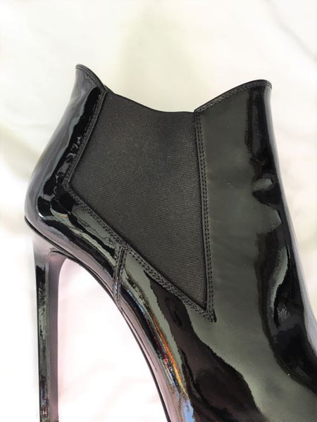 Saint Laurent Authentic Size 7.5 Chelsea Black Patent Leather Boots