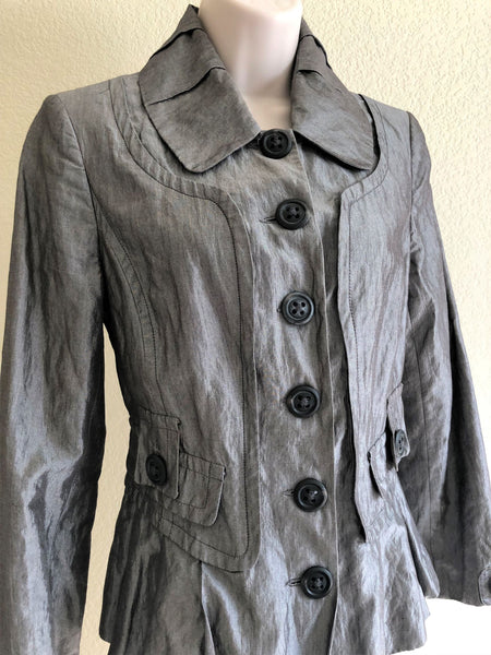 People Like Frank Size XS Gray Ruffle Hem Blazer