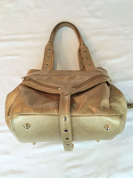 Botkier Gold Leather Trigger Shoulder Bag