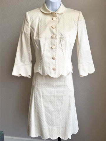 Gaetano Navarra Italian Designer Size 4 Ivory Skirt Suit