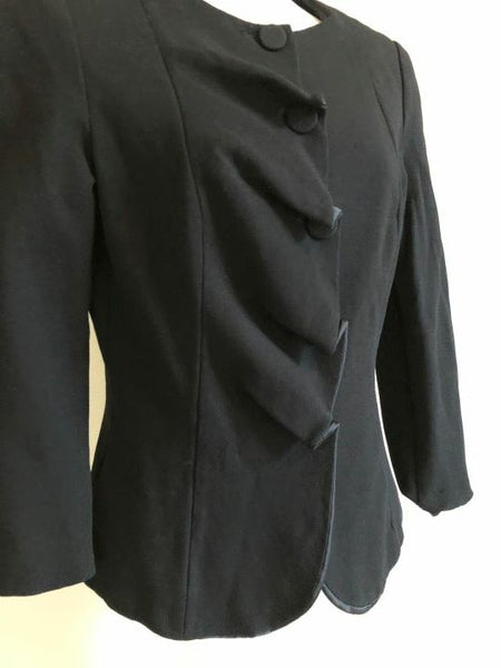 Armani Collezioni Size 10 Black Ruffle Blazer