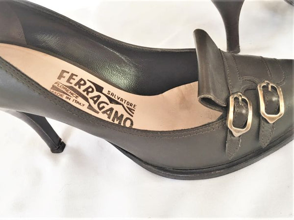 Salvatore Ferragamo Authentic Size 6 Olive Pumps - CLEARANCE