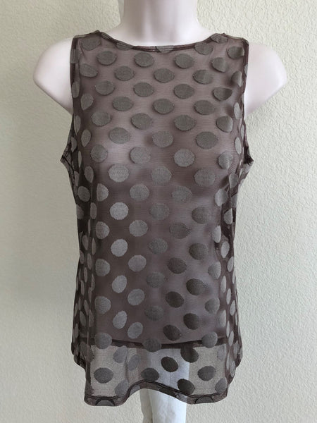 WORTH Size 4 Brown Sheer Polka Dot Tank Top