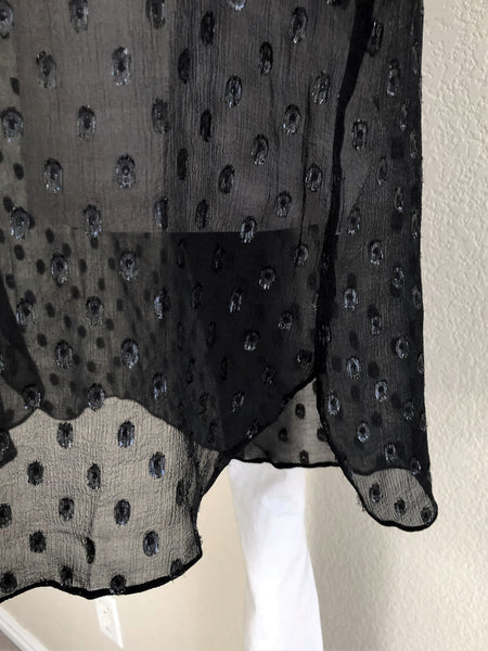 Ella Moss Anthropologie MEDIUM Black Silk Dots Top