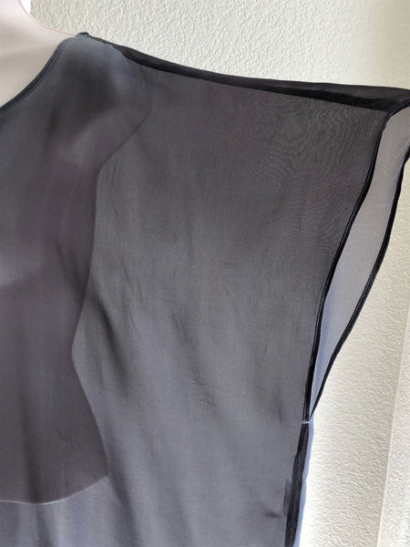 Eileen Fisher MEDIUM Gray Sheer Silk Tunic Top