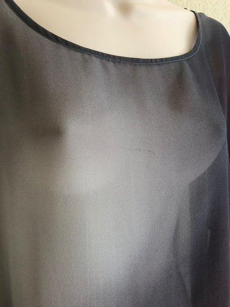 Eileen Fisher MEDIUM Gray Sheer Silk Tunic Top