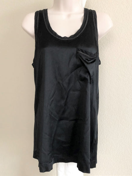 Theory NEW SMALL Carmelita Silk Chain Trim Tank