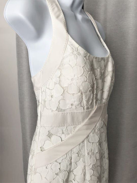 Phoebe Couture Size 6 White Lace Halter Dress