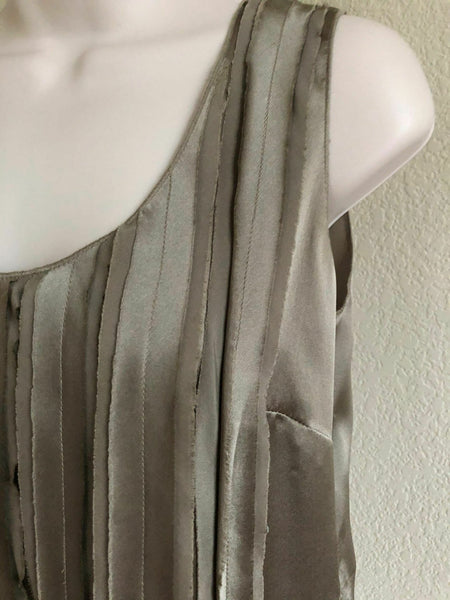 WORTH Size 0 Brown Silk Vertical Pleat Blouse - CLEARANCE