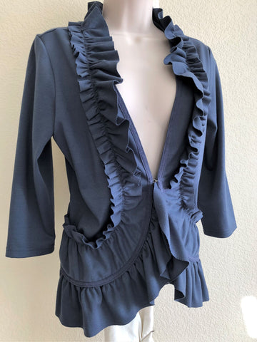 Yoana Baraschi Size Large Blue Ruffle Blazer