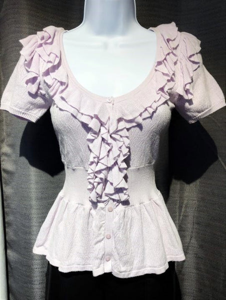 bebe XS Lavender Knit Ruffled Top