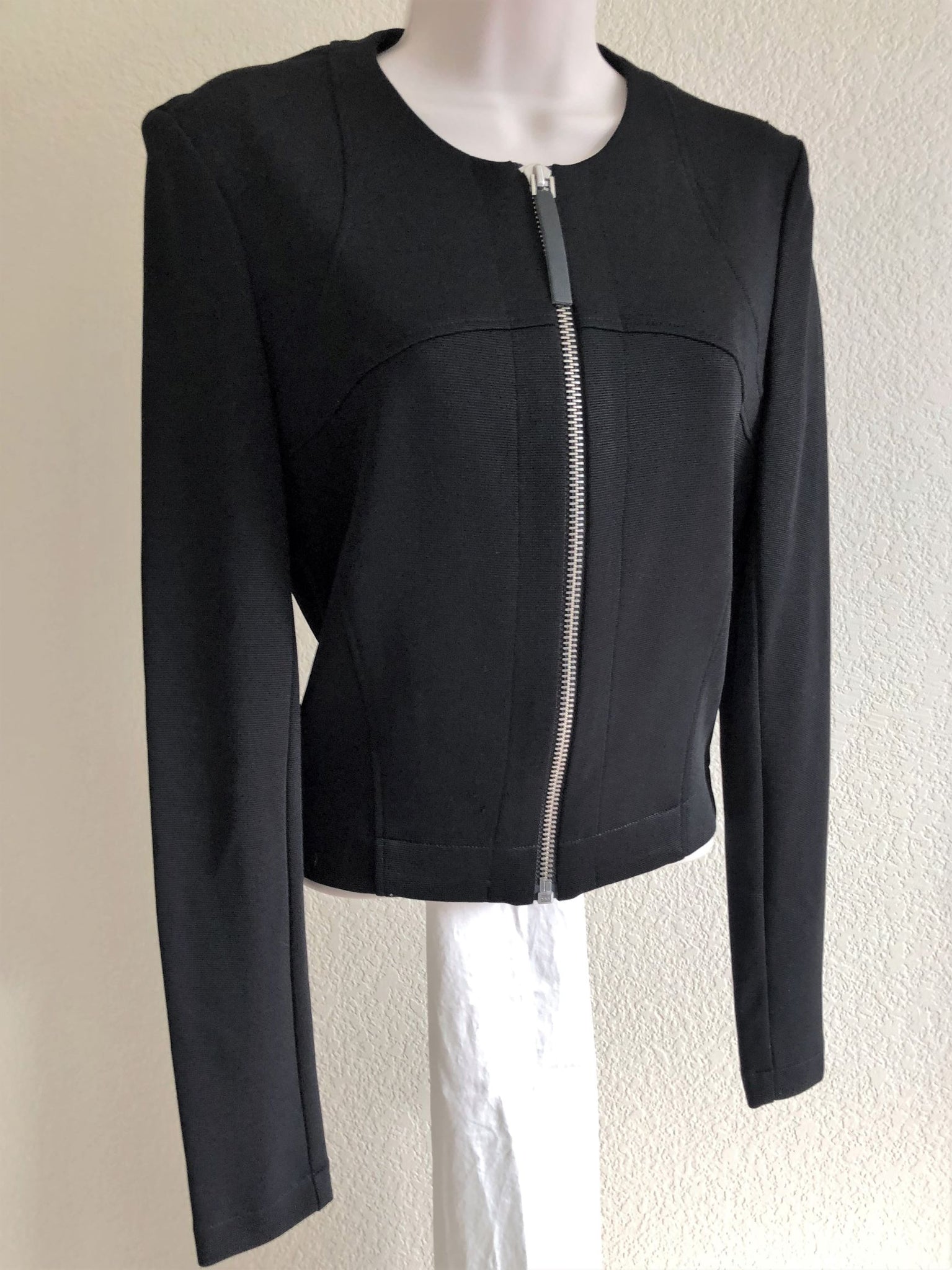 Helmut Lang MEDIUM Black Zip Front Blazer