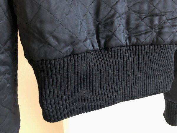 Theory Size Small Black Satin Quilted Jacket