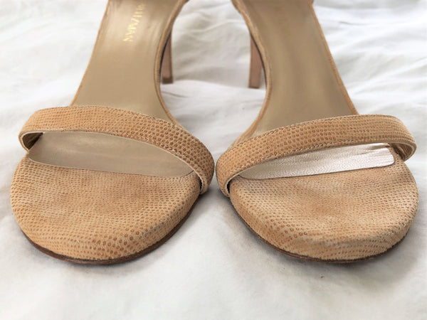Stuart Weitzman Size 9.5 Nude Leather Strappy Sandals - CLEARANCE