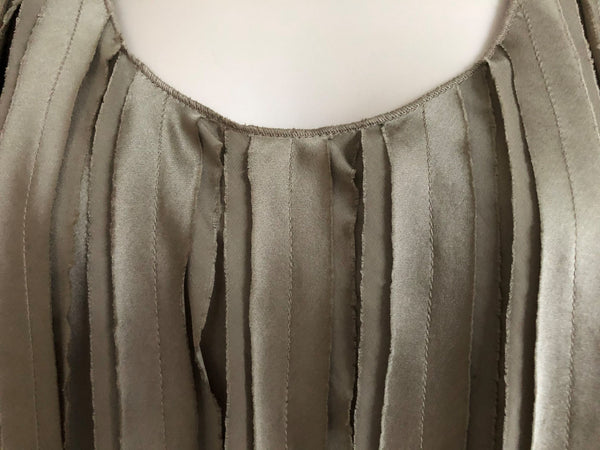 WORTH Size 0 Brown Silk Vertical Pleat Blouse - CLEARANCE