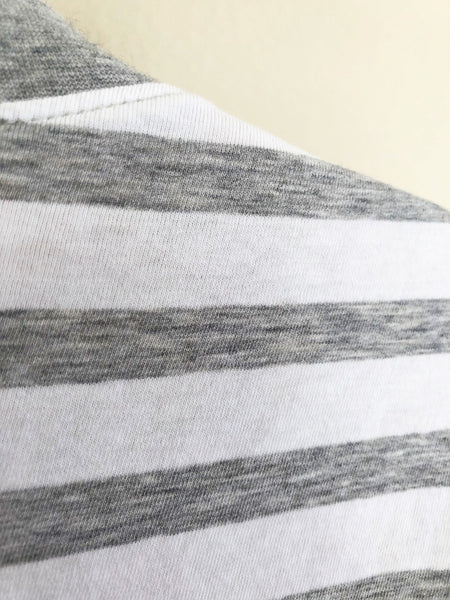 VINCE SMALL White and Gray Striped Top - CLEARANCE