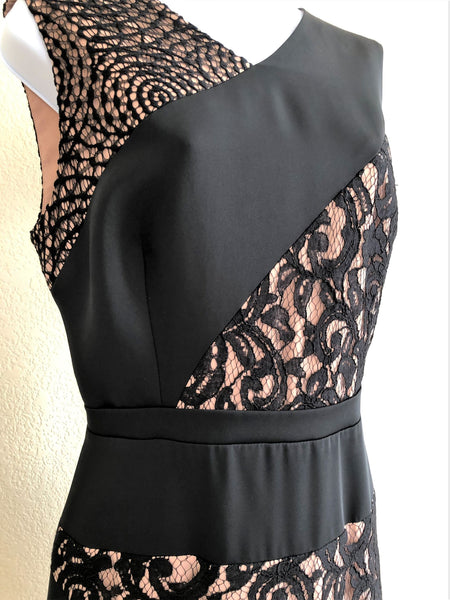 BCBGMaxazria Size 10 Dalia Black and Nude Lace Dress