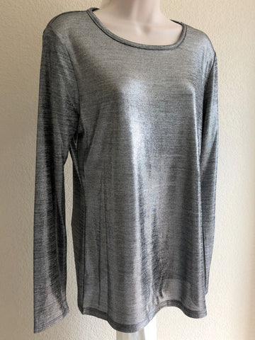 Michael Kors LARGE NEW Silver Long Sleeve Top