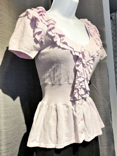 bebe XS Lavender Knit Ruffled Top