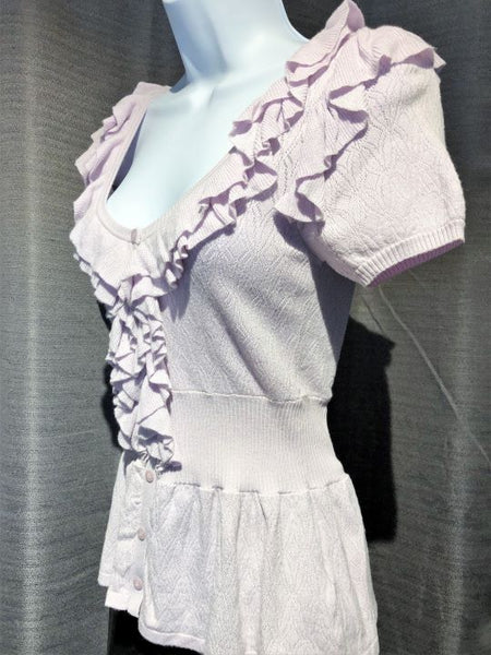 bebe XS Lavender Knit Ruffled Top
