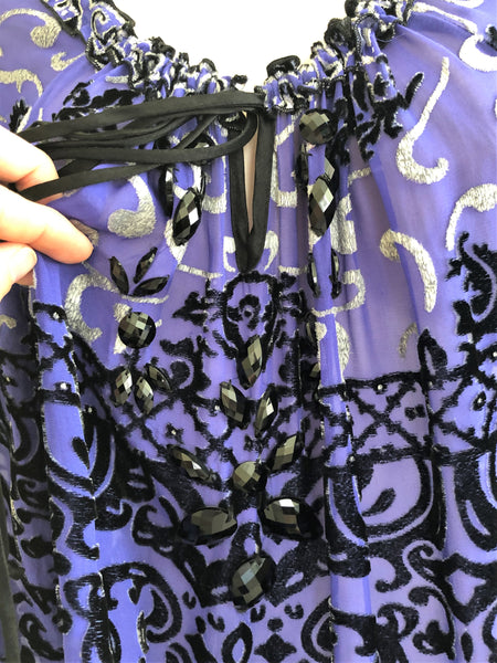 Hale Bob MEDIUM Purple Velvet Silk Blend Print Top