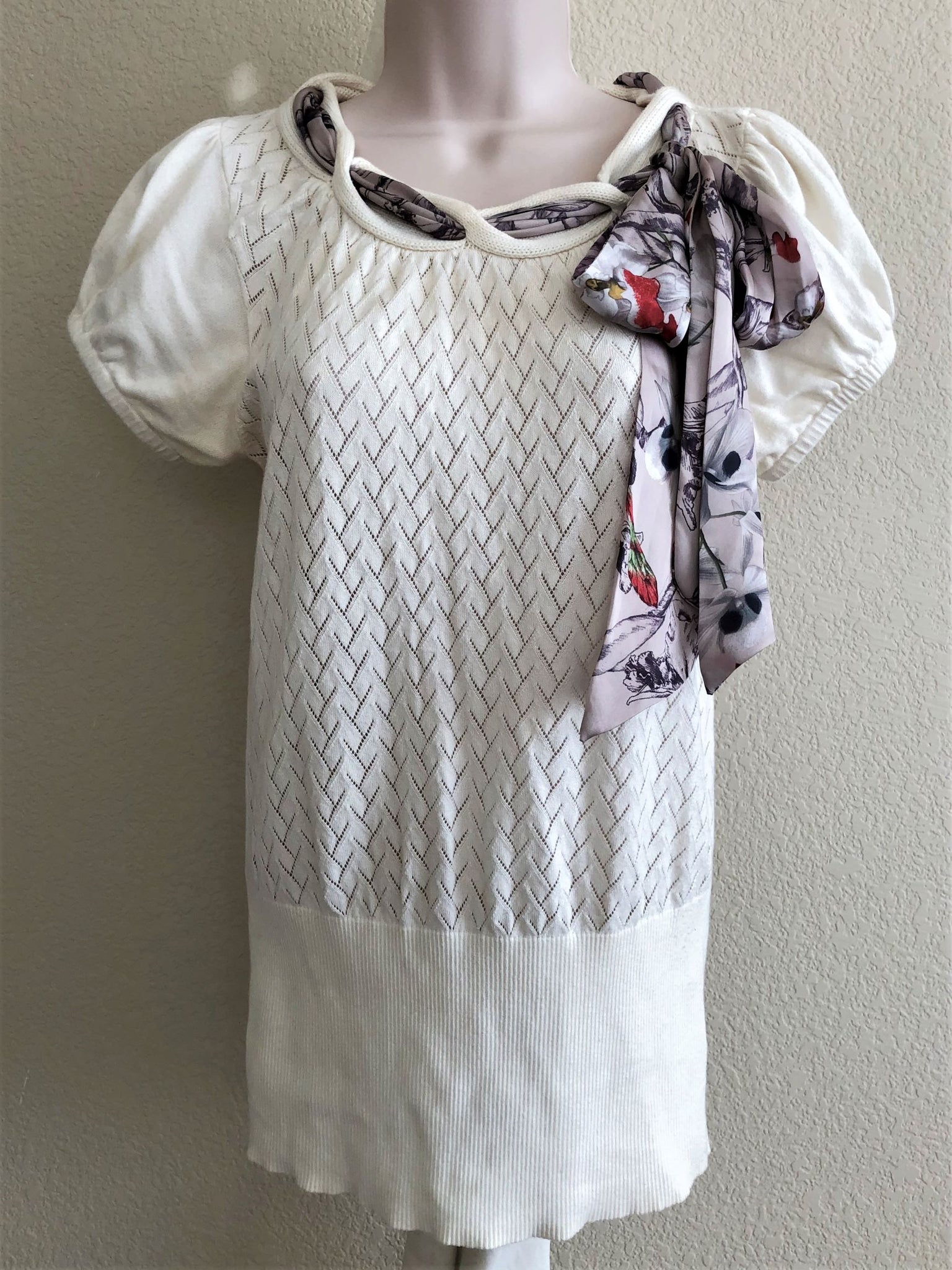 Ted Baker Size Medium Ivory Top with Scarf - CLEARANCE