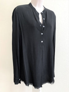 Raquel Allegra Size Medium Black Fringe Blouse