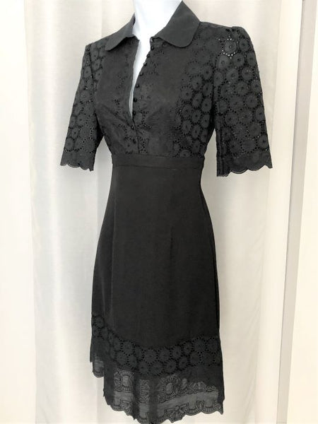 Catherine Malandrino Size 0 Black Eyelet Lace Dress