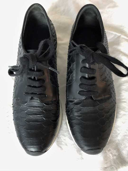 VINCE Size 6.5 Rayner Black Snakeskin Sneakers