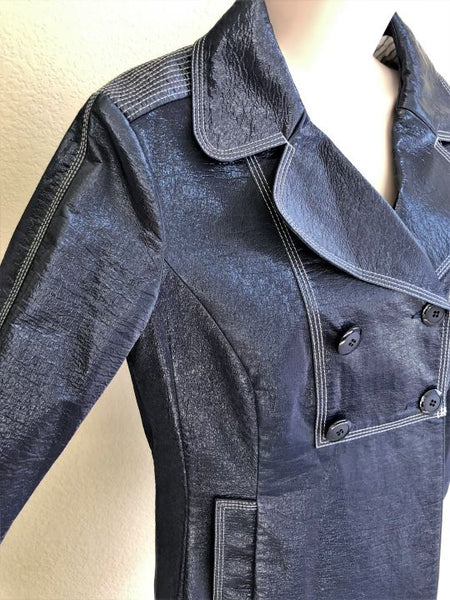 Nanette Lepore Size 10 Navy Patent Pea Coat