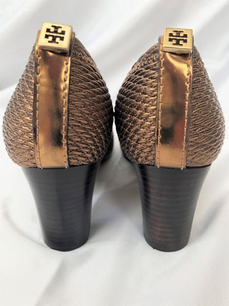 Tory Burch Size 6 Bronze Woven Pumps