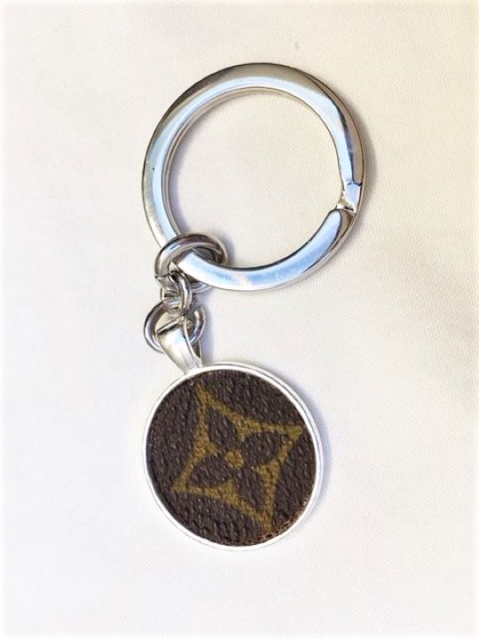 Louis Vuitton REPURPOSED Round Metal Key Ring with Monogram Canvas