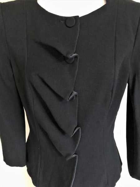 Armani Collezioni Size 10 Black Ruffle Blazer