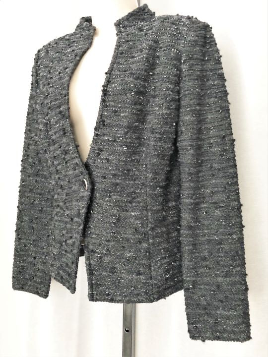 St. John Size 8 Charcoal Gray Boucle Blazer