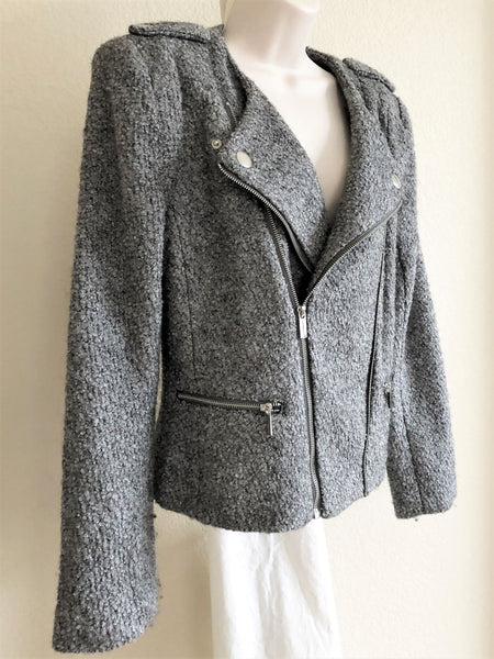 Luii Size Medium Gray Boucle Moto Blazer