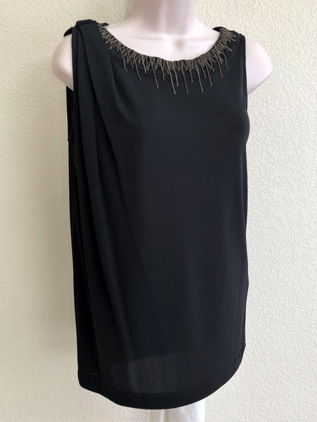 Piazza Sempione Size Small Black Chain Neck Top