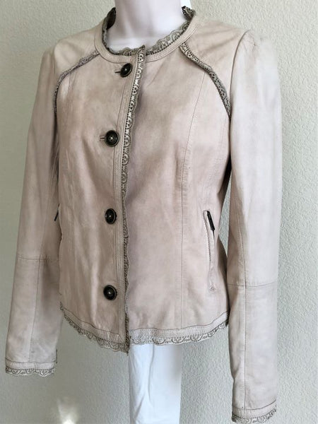 Elevenses Anthropologie Size 0 Battenburg Leather Jacket