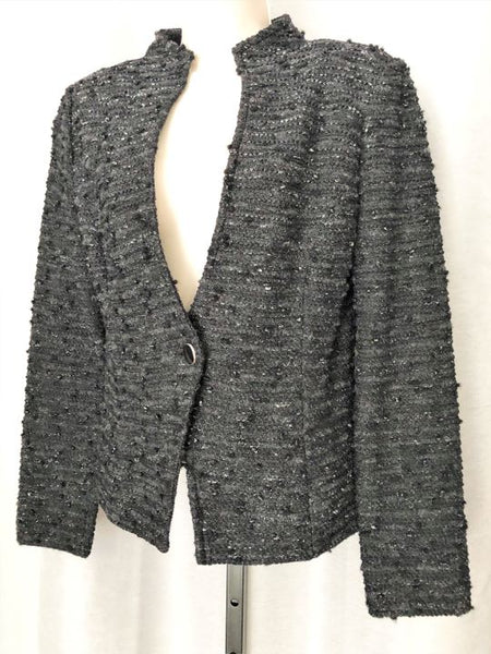 St. John Size 8 Charcoal Gray Boucle Blazer