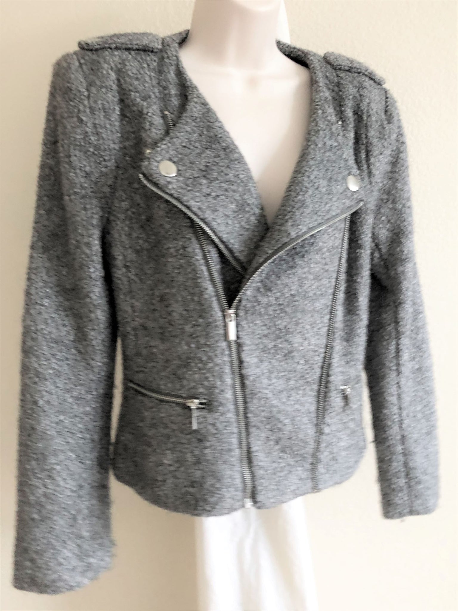 Luii Size Medium Gray Boucle Moto Blazer