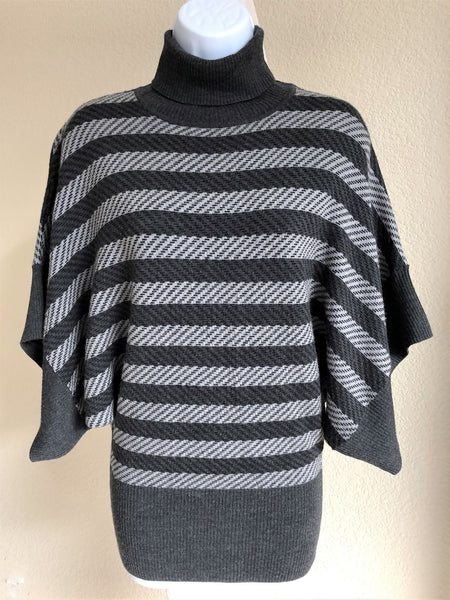 Trina Turk XS PETITE Gray Wool Striped Sweater