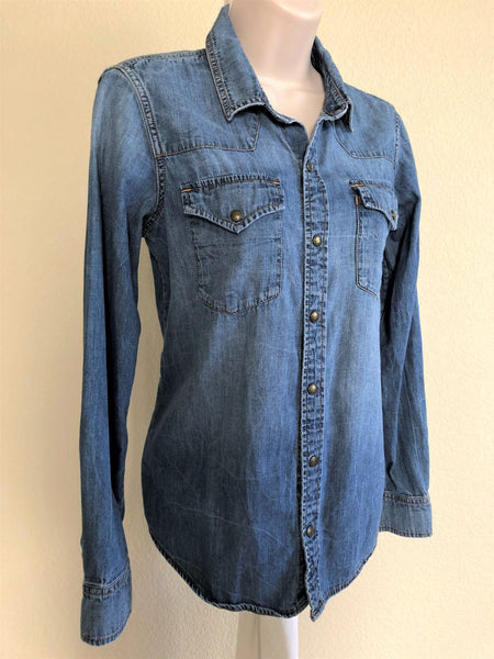 Current / Elliott SMALL Blue Chambray Shirt